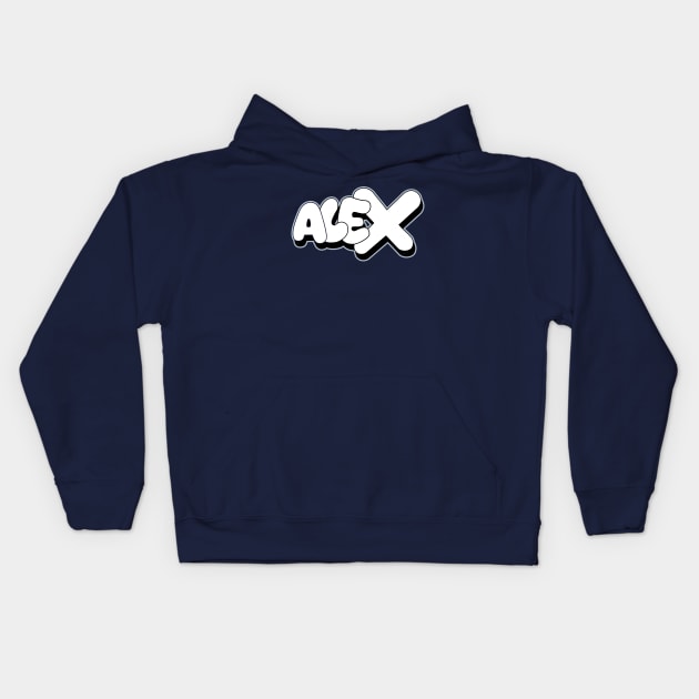 ALEX name graffiti bubble pure Style Kids Hoodie by Love Wild Letters